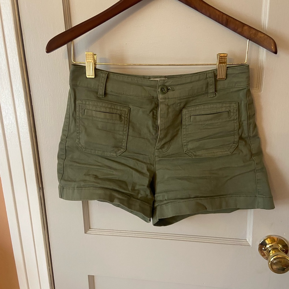 J. Crew Green Cargo Shorts Relaxed Cotton Blend